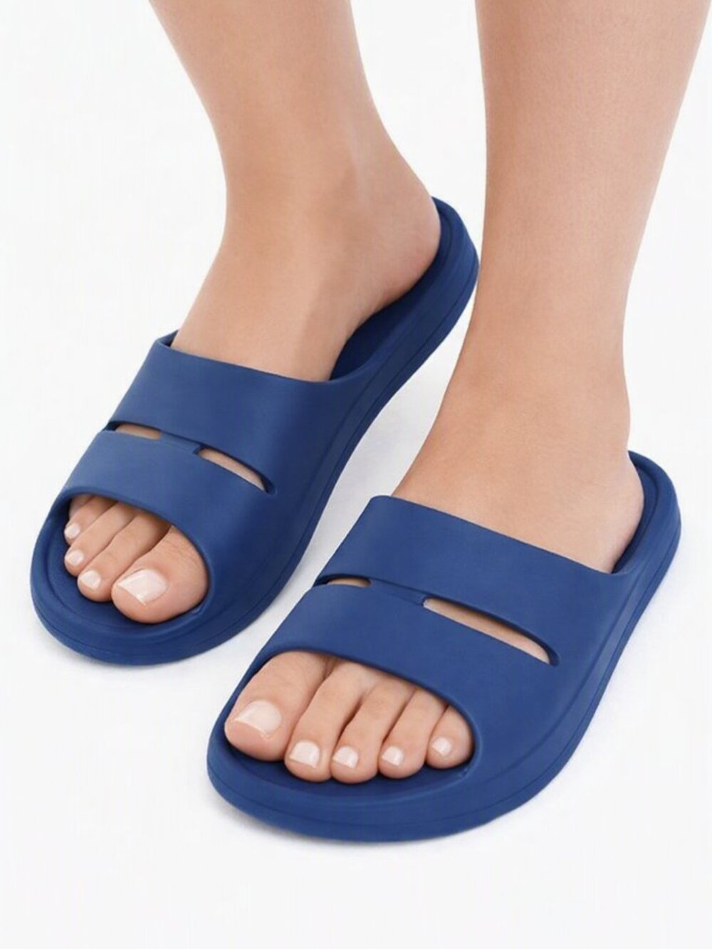 Floopi Navy Blue Slide Sandals Women's Size 7 Slip-On Comfort Shoes